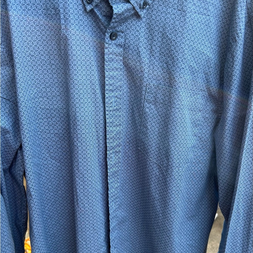 Lee Blue Patterned Casual Button Down Shirt